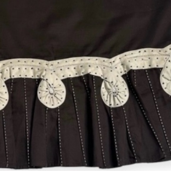 ODILLE, Anthropologie Ruffle Pleated A-Line Full Midi Knee Length Skirt, Size 10 - Picture 7 of 14